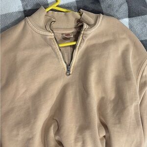 Men's Tan Half-Zip Sweater